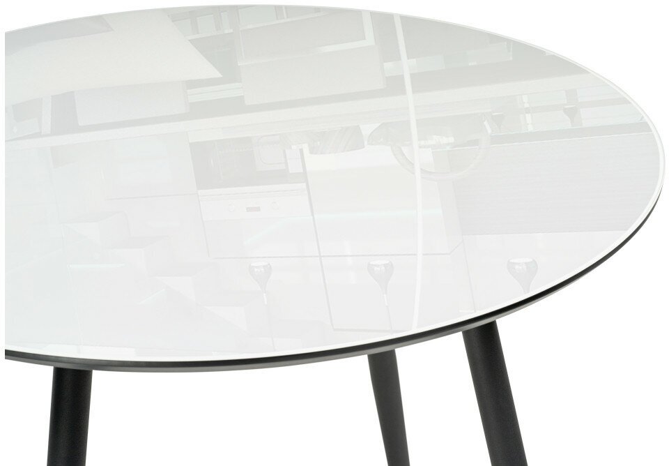 Стеклянный стол Woodville Абилин 100 ультра белый / черный / черный матовый - фотография № 5