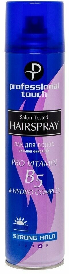 Лак для волос Professional Touch Pro, Vitamin B5&hydro complex, сильной фиксации, 265 мл