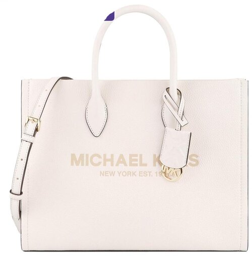 Сумка  тоут MICHAEL KORS, натуральная кожа, регулируемый ремень, белый