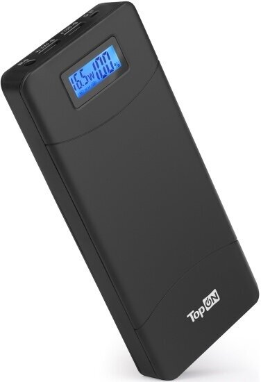 Внешний аккумулятор Topon TOP-T72 18000mAh (66.6Wh) QC 2.0, 2 USB для ноутбука, планшета, смартфона и аккумулятора авто. Черный