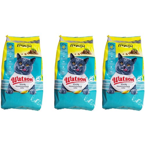 Watson/ Сухой корм для взрослых кошек с мясом птицы/ 3 уп. по 600гр.