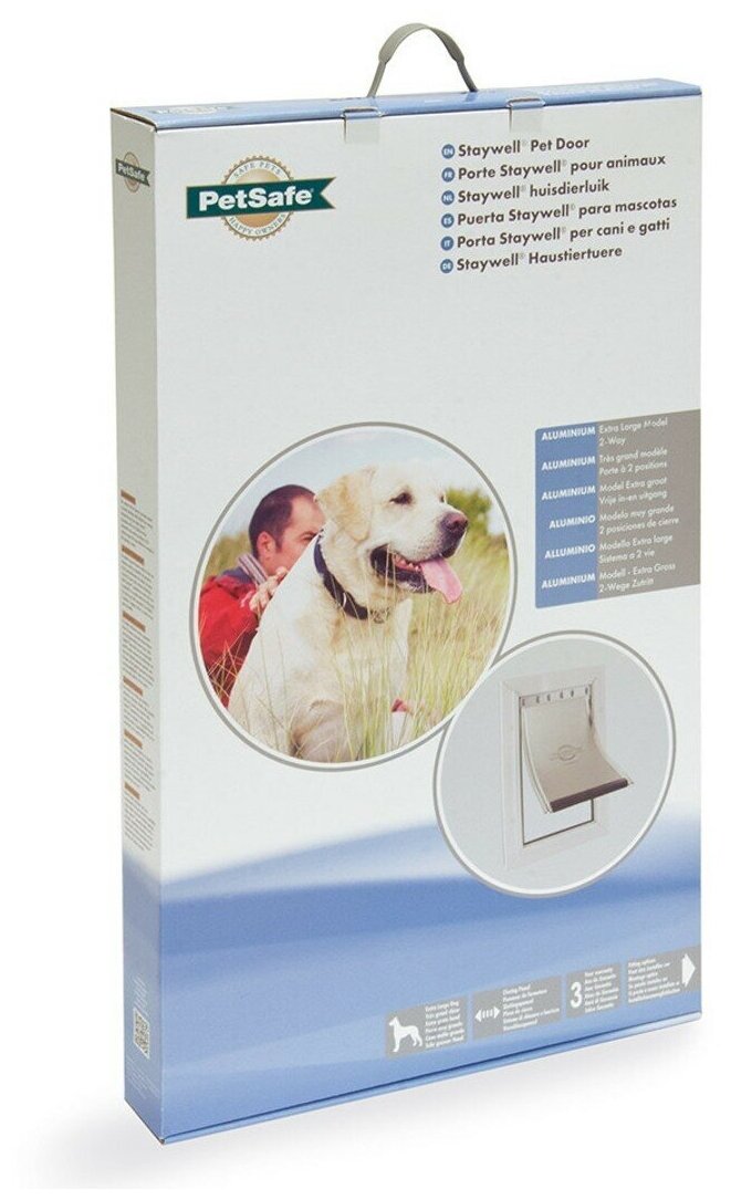 Дверца для собак PetSafe StayWell Aluminium "XL" алюминий белая 34,9 х 60,3 см - фотография № 4