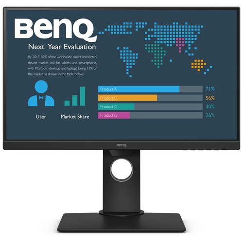 BenQ Монитор LCD 23.8' 16:9 1920х1080(FHD) IPS, 60 Гц, 250cd/m2, H178°/V178°, 1000:1, 20M:1, 16.7M, 5ms, VGA, HDMI, DP, Height adj, Swivel, Speakers, Black