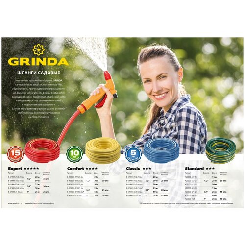 Поливочный шланг GRINDA STANDARD 1/2″ 25 м 20 атм трёхслойный армированный поливочный шланг grinda classic 1″ 25 м 15 атм трёхслойный армированный