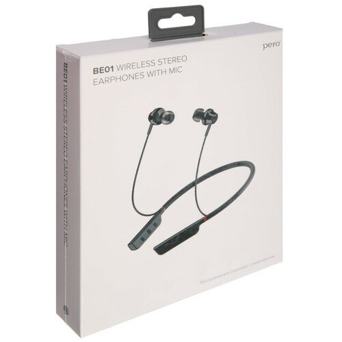 Наушники PERO BE01 беспроводные BT 50 микрофон 250 мАч до 30 часов черные 206800₽