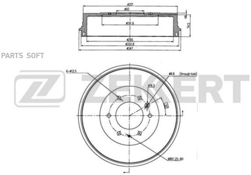 Барабан тормозной ZEKKERT BS-5526 для Ford Ranger; Mazda BSERIE BT-50