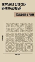 Трафарет пластиковый для стен и декоративной штукатурки "Плитка", 40х40см (толщина 0,7 мм)