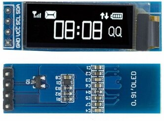 OLED дисплей 0.91 дюйма 128x32, I2C (белый) для Arduino (Н)