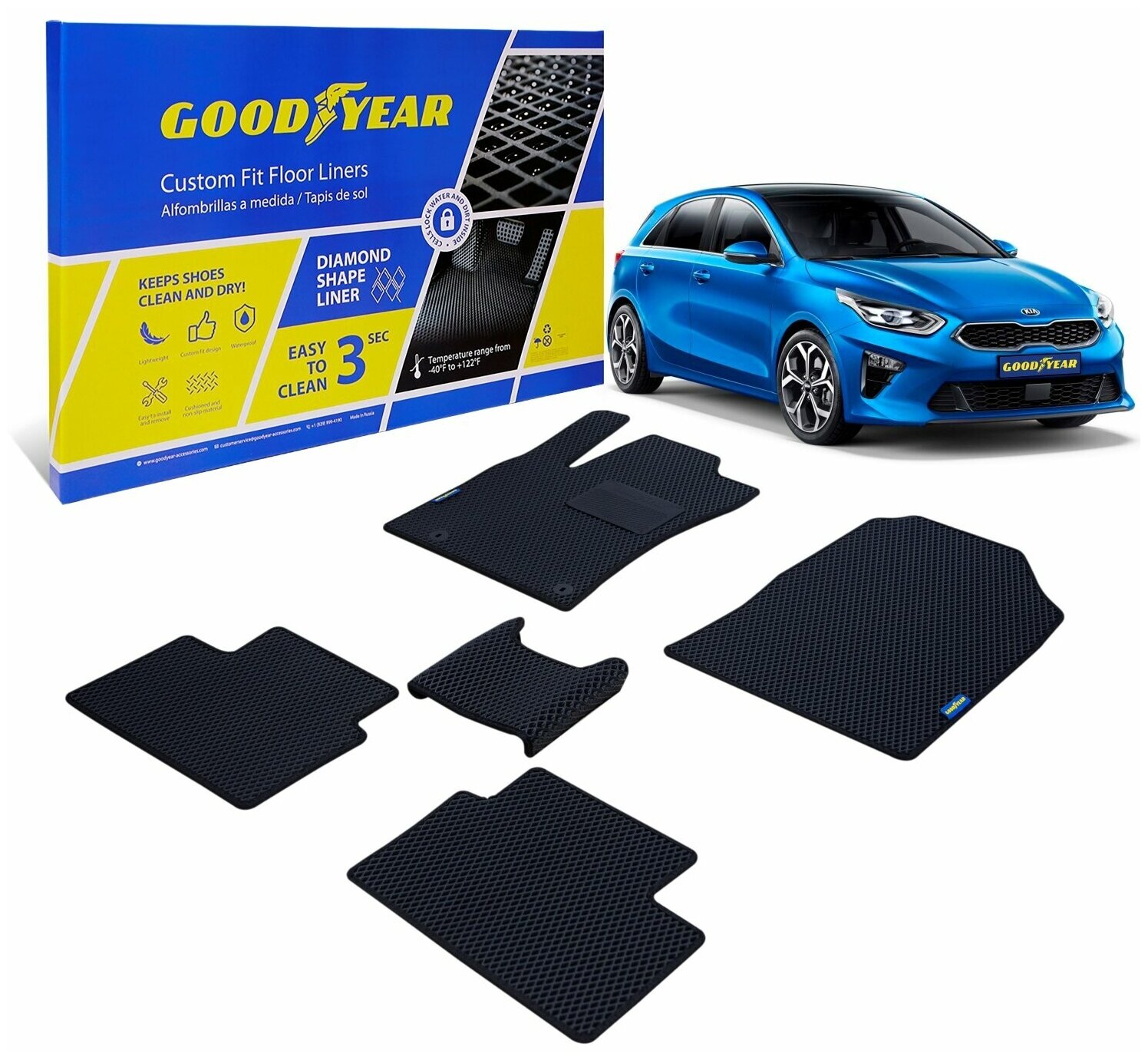 Ковры Салона Gy Kia Ceed Iii 18-21 5 Шт Черн/Черн Окант. GOODYEAR арт. GY005417