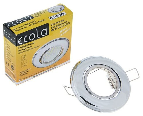 Спот Ecola FC1601EFS, GU5.3, 50 Вт, холодный белый, цвет арматуры: хром, цвет плафона: серебристый