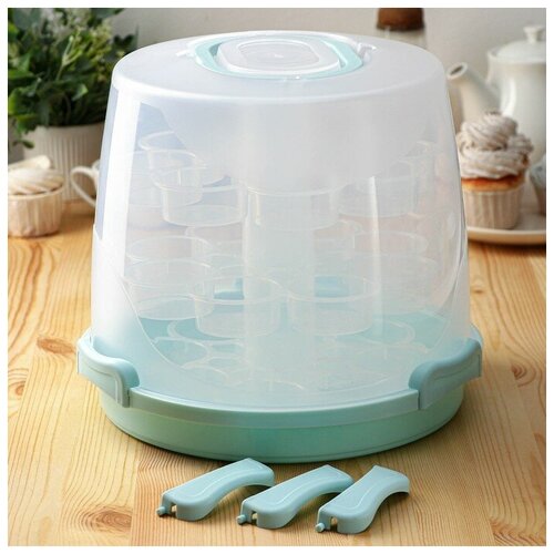 Тортовница с крышкой, 29×24 см, 24 ячейки, переносная, цвет микс