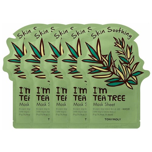 Тканевая маска для лица с экстрактом чайного дерева TONYMOLY I'm TEA TREE Mask Sheet Skin Soothing, 5 шт.