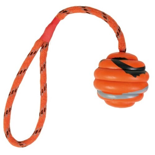 фото Мяч на верёвке, ф 6 см/30 см, резина, оранжевый/чёрный trixie