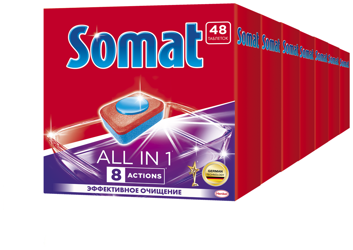 Таблетки для посудомоечной машины Somat All in one tabs 7*48шт