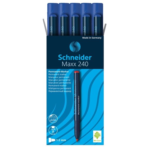 маркер перманентный intelligent cy 10 черный пулевидный 2 3 5мм в к кор 10 1440 Schneider Набор маркеров Maxx 240, синий, 10 шт., синий, 1 шт.