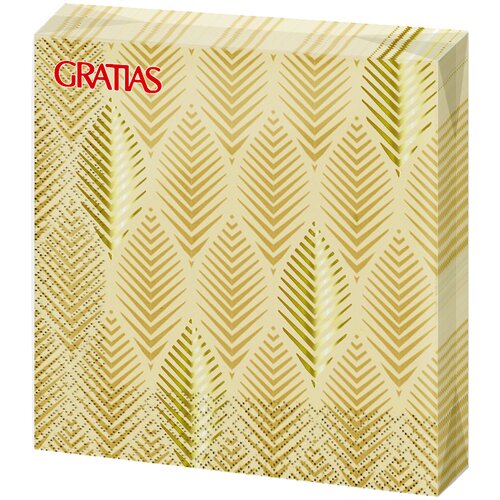 Купить Салфетки бумажные сервировочные с рисунком Gratias 3 слоя 33 см 20 листов Перышко, золотистый