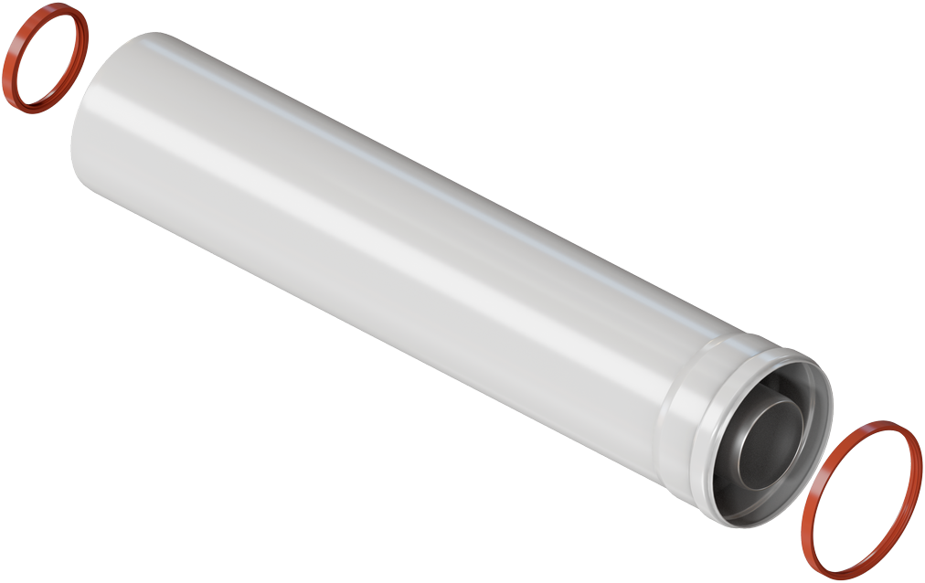 Удлинитель коаксиального дымохода KRATS 60/100 длина 05 м белый