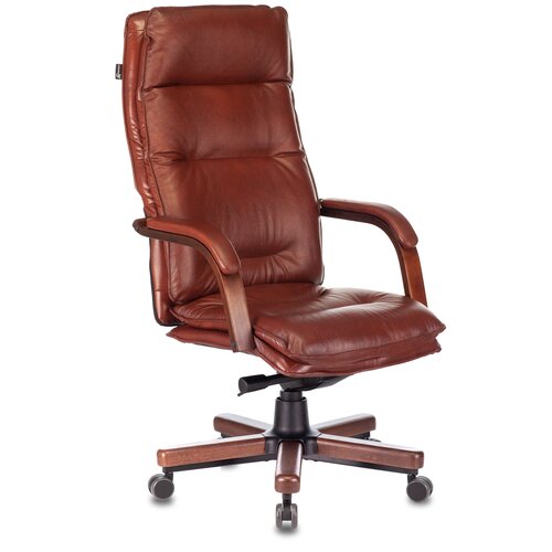 фото Компьютерное кресло бюрократ t-9927walnut для руководителя, обивка: натуральная кожа, цвет: светло-коричневый