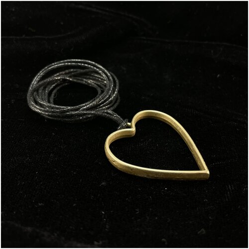 Кулон со шнурком Сердце, металл, цвет золото, 3,5 см