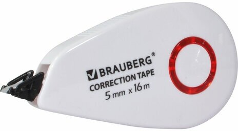 Корректирующая лента Brauberg Super, 5мм х 16м, корпус белый, блистер, 12шт. (229061)