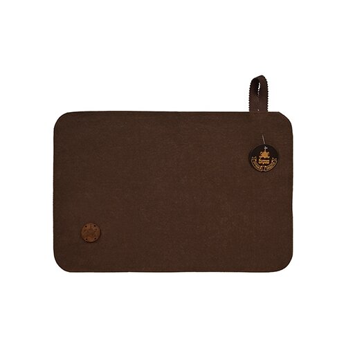 фото Коврик коричневый 49,5х33 см, с деревянным логотипом "банные штучки", войлок 100%/20