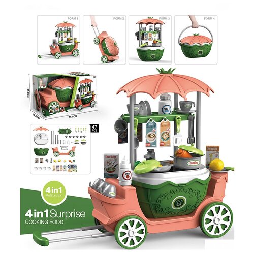 Купить Игровой набор Pituso Кухня 4 в 1 на колесиках, зеленый