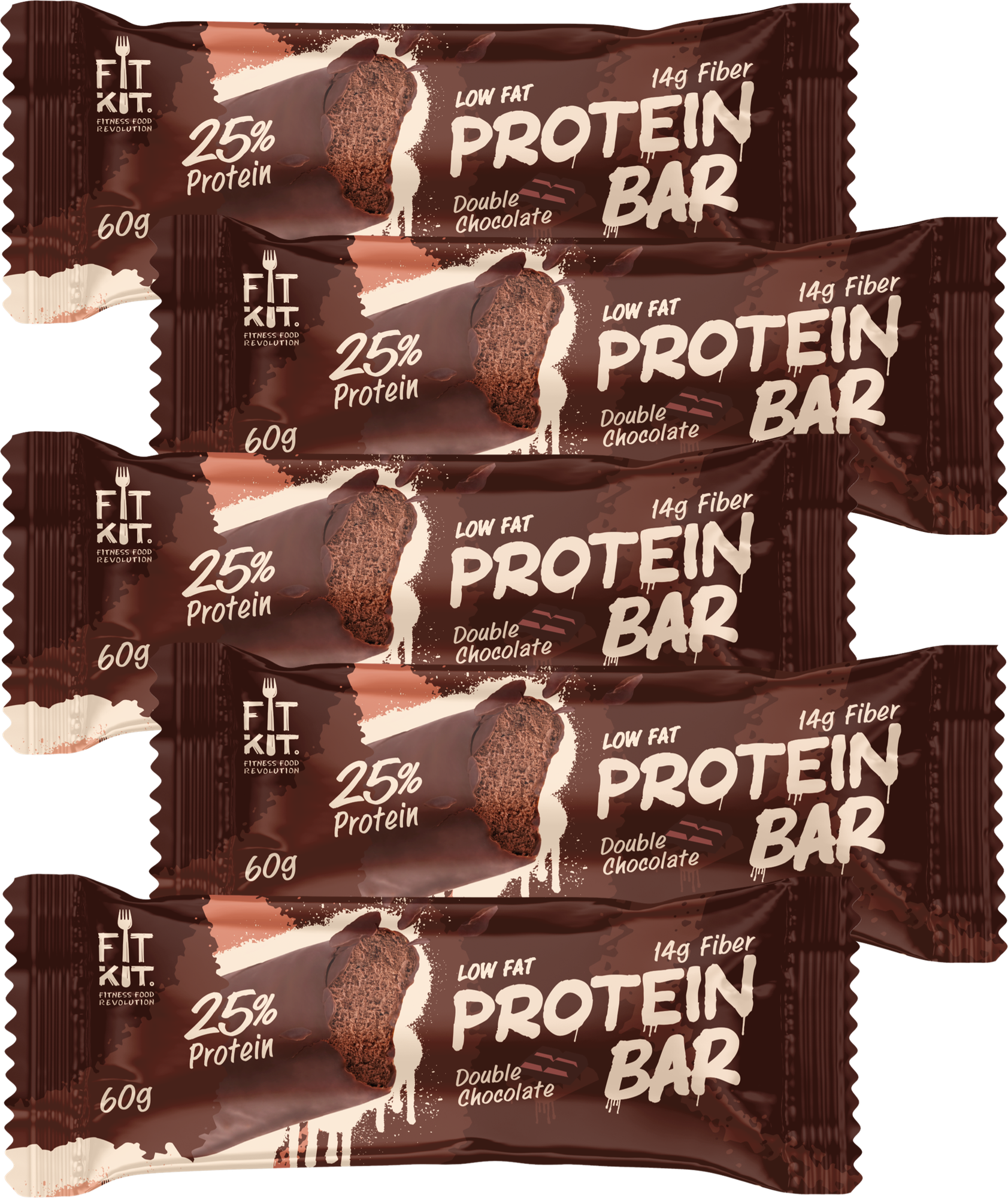 Fit Kit Протеиновый батончик без сахара Protein BAR, 5шт по 60г (Двойной шоколад)