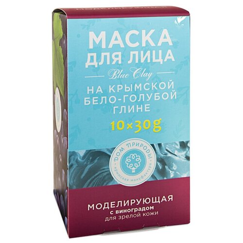 дом природы маска восстанавливающая для сухой и чувствительной кожи на основе бело голубой глины саше 30г 10 шт Дом Природы маска моделирующая на основе крымской бело-голубой глины, 30 г