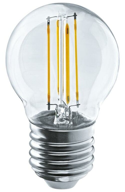 Лампа светодиодная филаментная 80 885 OLL-F-G45-12-230-4K-E27 12Вт шар прозрачная 4000К нейтр. бел. E27 1200лм 220-240В | код 80885 | онлайт (5шт. в упак.)