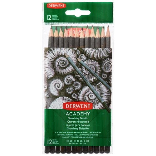 Derwent Набор карандашей чернографитных Academy Sketching Hang Pack 5H-6B, 12 шт (2300412) 12 шт. набор чернографитовых карандашей derwent sketching 6 шт с точилкой в металлической упаковке