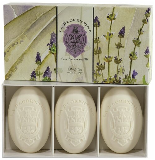 La Florentina Мыло кусковое Lavender, 3 уп., 3 шт., 544 мл, 150 г