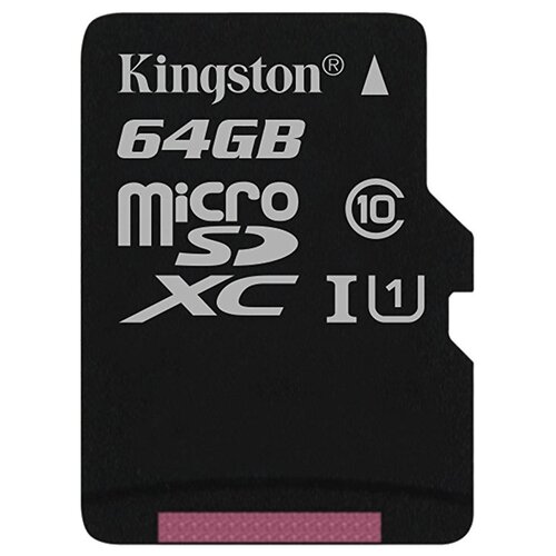 Карта памяти Kingston microSDXC 64 ГБ Class 10, UHS-I U1, R/W 80/10 МБ/с