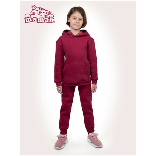 фото Комплект одежды maman, худи и брюки, повседневный стиль, размер 122, бордовый