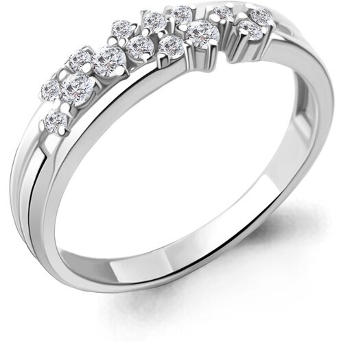 фото Серебряное кольцо aquamarine а67298а с фианитом, размер 16,5 diamant-online