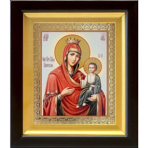 Иверская икона Божией Матери, деревянный киот 14,5*16,5 см