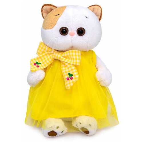Мягкая игрушка Basik&Сo Кошка Ли-Ли в желтом платье с бантом, 27 см (LK27-099)