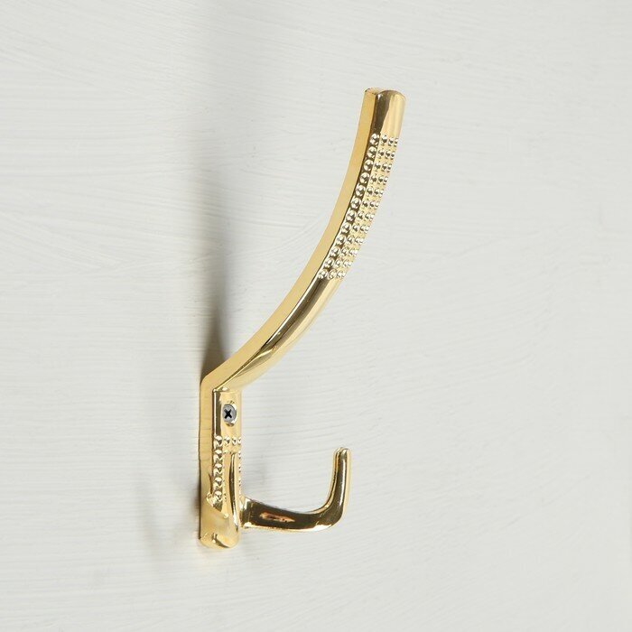 Крючок мебельный KM302GP, трёхрожковый, цвет золото - фотография № 1
