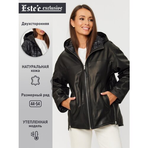 Кожаная куртка  Estee exclusive Fur&Leather, размер M, черный