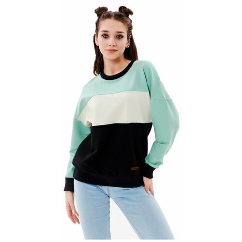 Свитшот GeoLuK, размер 52, черный, мультиколор