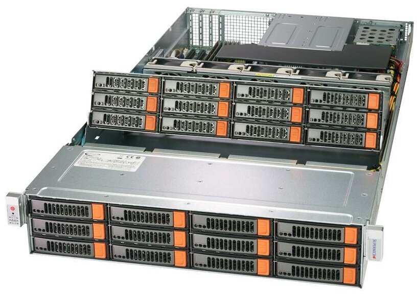 Сервер Supermicro SuperStorage 6029P-E1CR24H без процессора/без ОЗУ/без накопителей/количество отсеков 25" hot swap: 2/количество отсеков 35" hot swap: 24/2 x 1600 Вт/LAN 1 Гбит/c