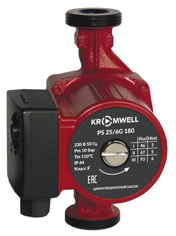 Насос циркуляционный для отопления KROMWELL PS 25/6G 180 (гайки в комплекте)