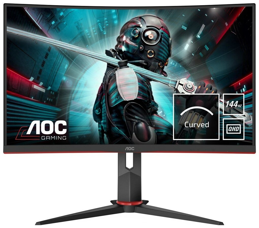 27" Монитор AOC CQ27G2U/BK, 2560x1440, 144 Гц, *VA, черный/красный