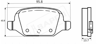 Дисковые тормозные колодки задние BAPCO BP0198 для Fiat 500, Fiat Panda, Fiat Punto (4 шт.)