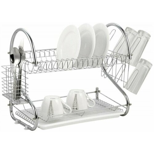 Полка для посуды / этажерка для посуды настольная / сушилка кухонная хромированная Размер: 40 см