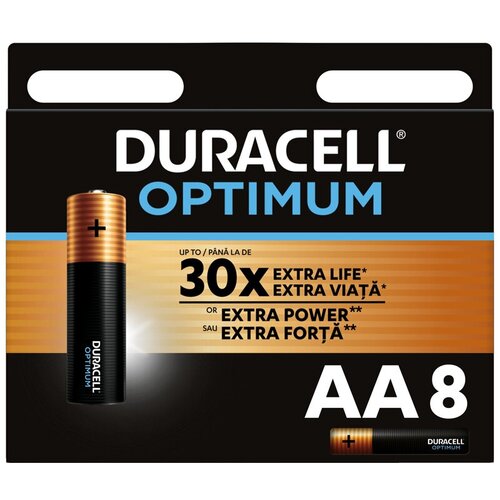 Батарейка Duracell Optimum AA (LR06) алкалиновая, 8BL, 8 шт.