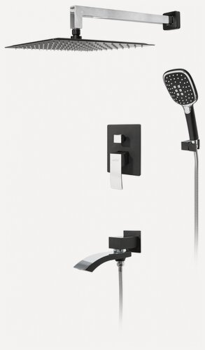 Изображение товара Душевая панель Hansberge CUBITO H6077, черный матовый/хром латунь 1500 мм