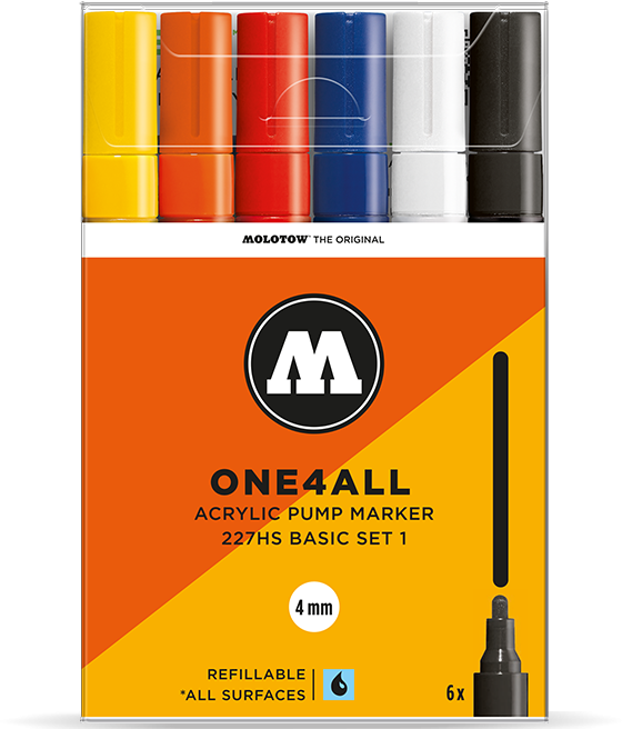 Набор акриловых маркеров Molotow One4all 227HS Basic-Set 1 6 штук 4 мм