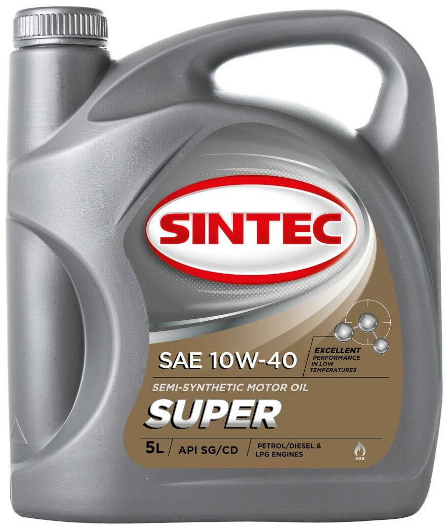 Моторное масло SINTEC SUPER SAE 10W-40, API SG/CD, Полусинтетическое, 5 л., арт. 801895