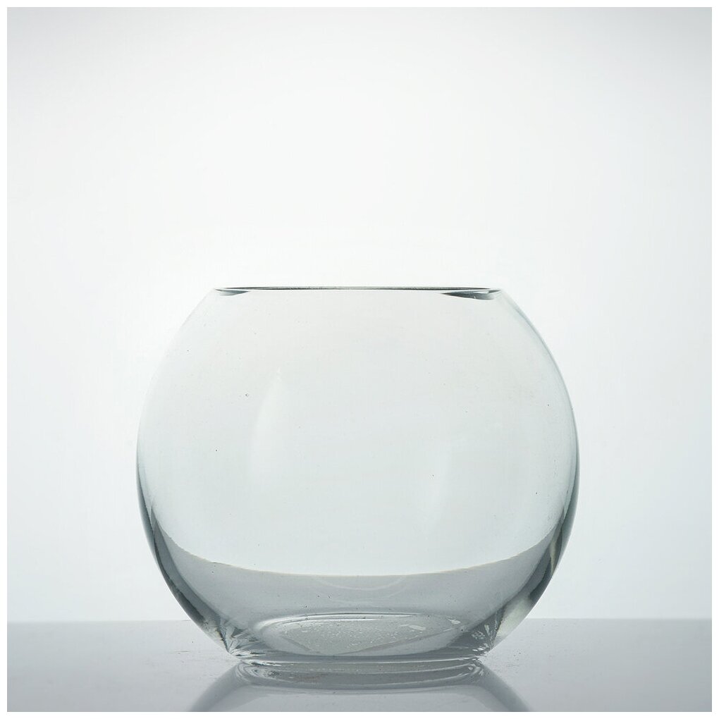 Ваза шар для декора для интерьера стекло гладь Неман 6401 высота 12 см диаметр 14 см.