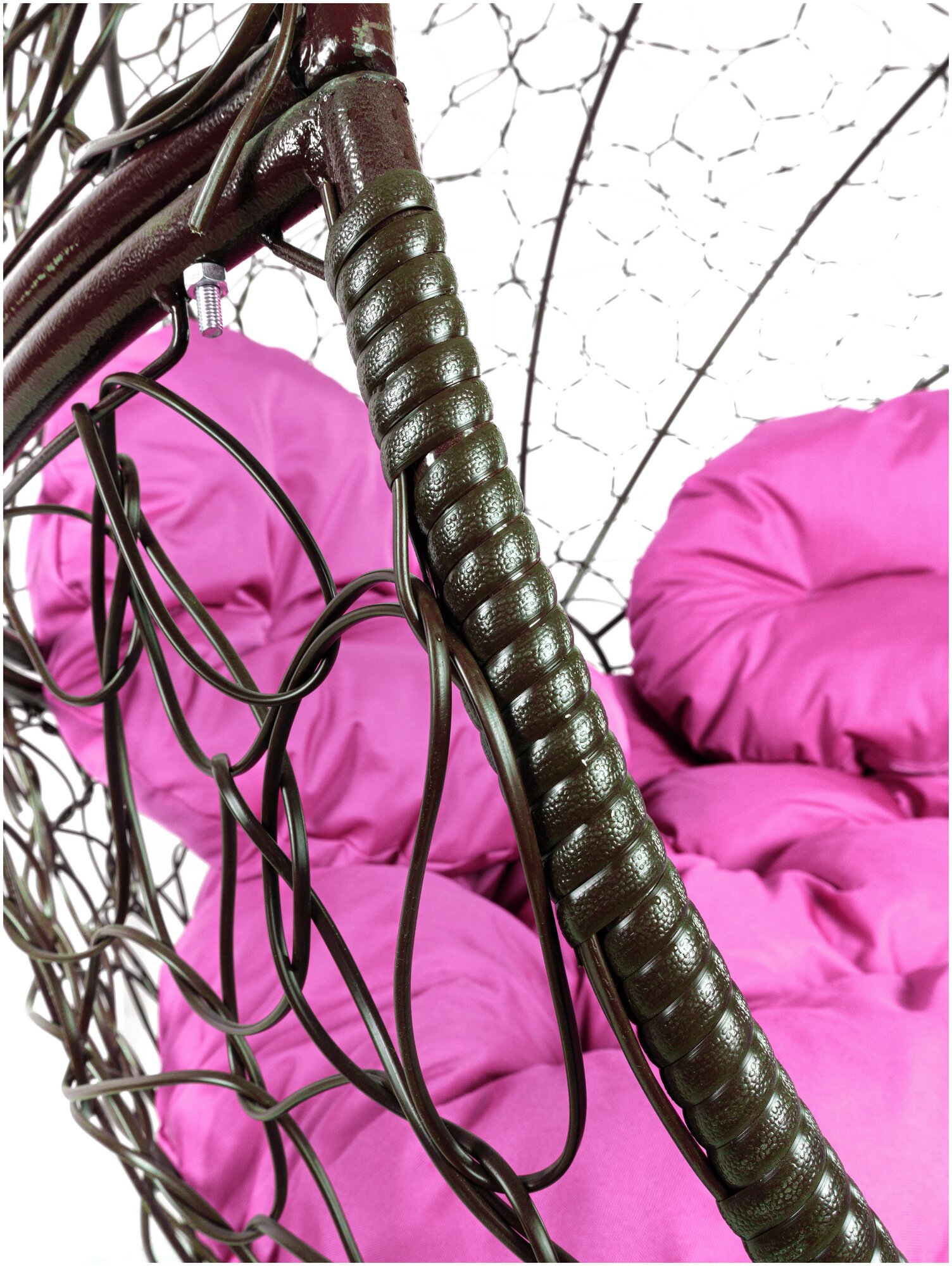 Кресло чёрное M-Group Апельсин ротанг, 11520408 розовая подушка - фотография № 20